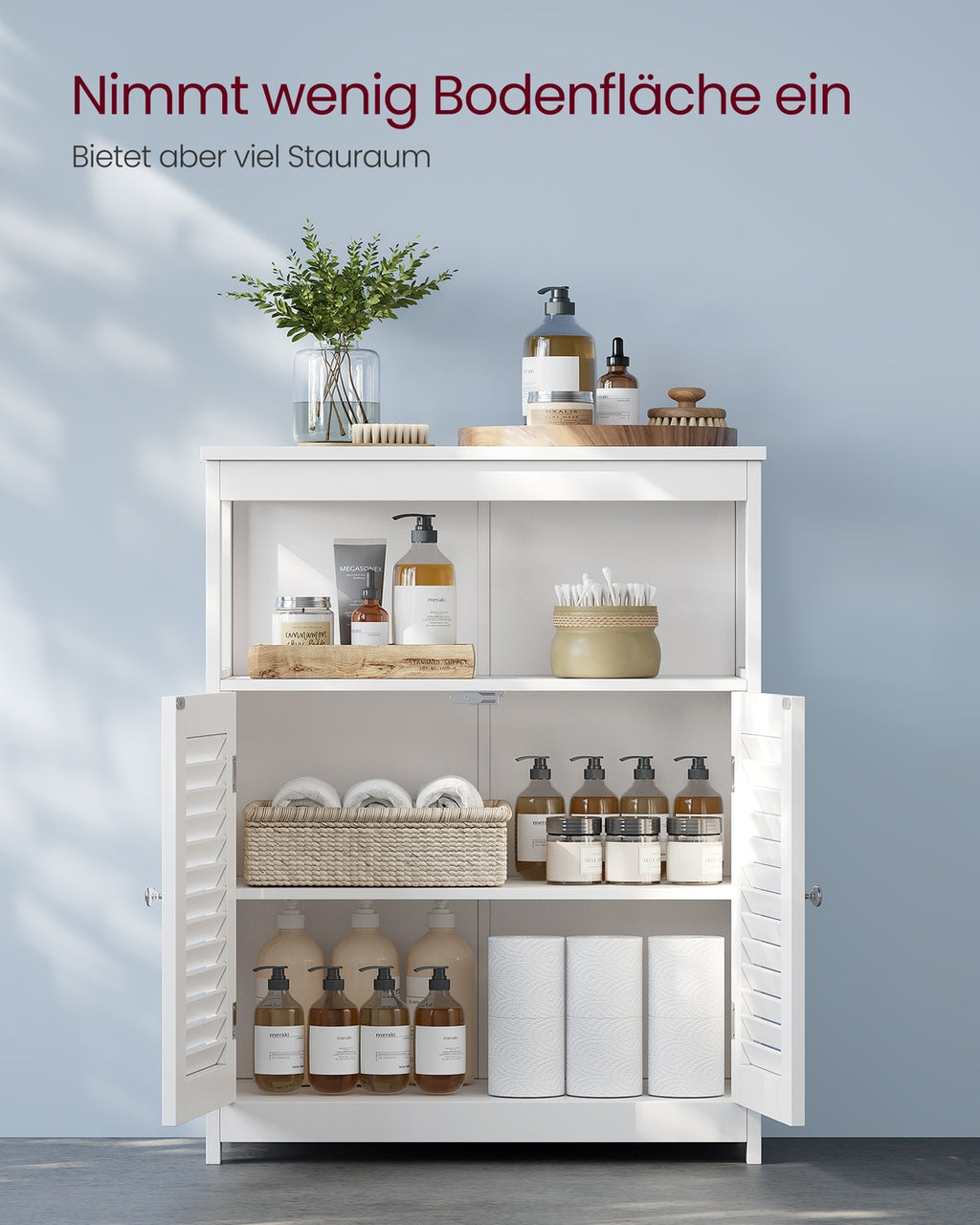 Badezimmerschrank Badschrank mit offenem Fach 2 Türen 30 x 60 x 80 cm weiß