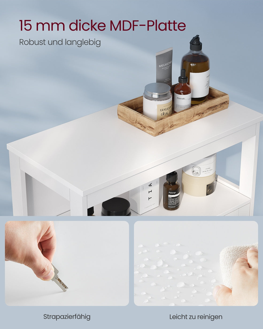 Badezimmerschrank Badschrank mit offenem Fach 2 Türen 30 x 60 x 80 cm weiß