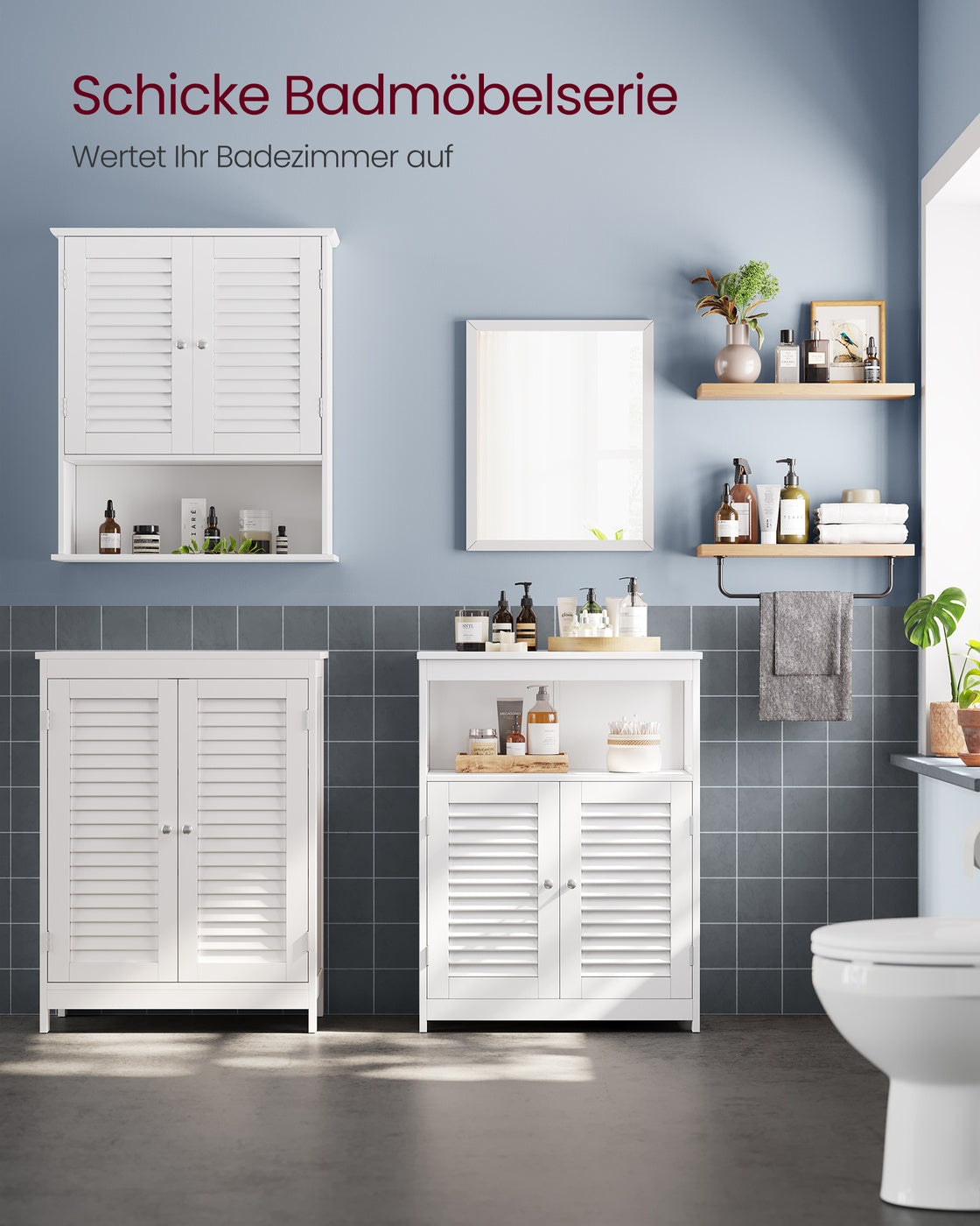 Badezimmerschrank Badschrank mit offenem Fach 2 Türen 30 x 60 x 80 cm weiß