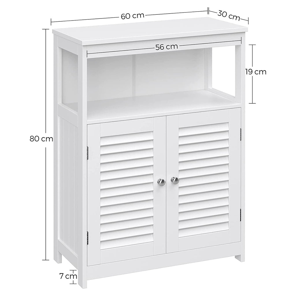 Badezimmerschrank Badschrank mit offenem Fach 2 Türen 30 x 60 x 80 cm weiß