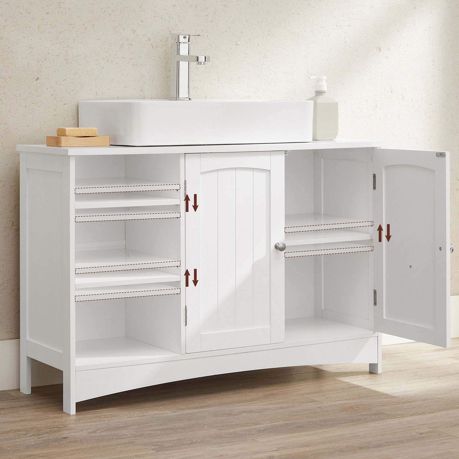 Waschbeckenunterschrank mit 2 Türen Weiß
