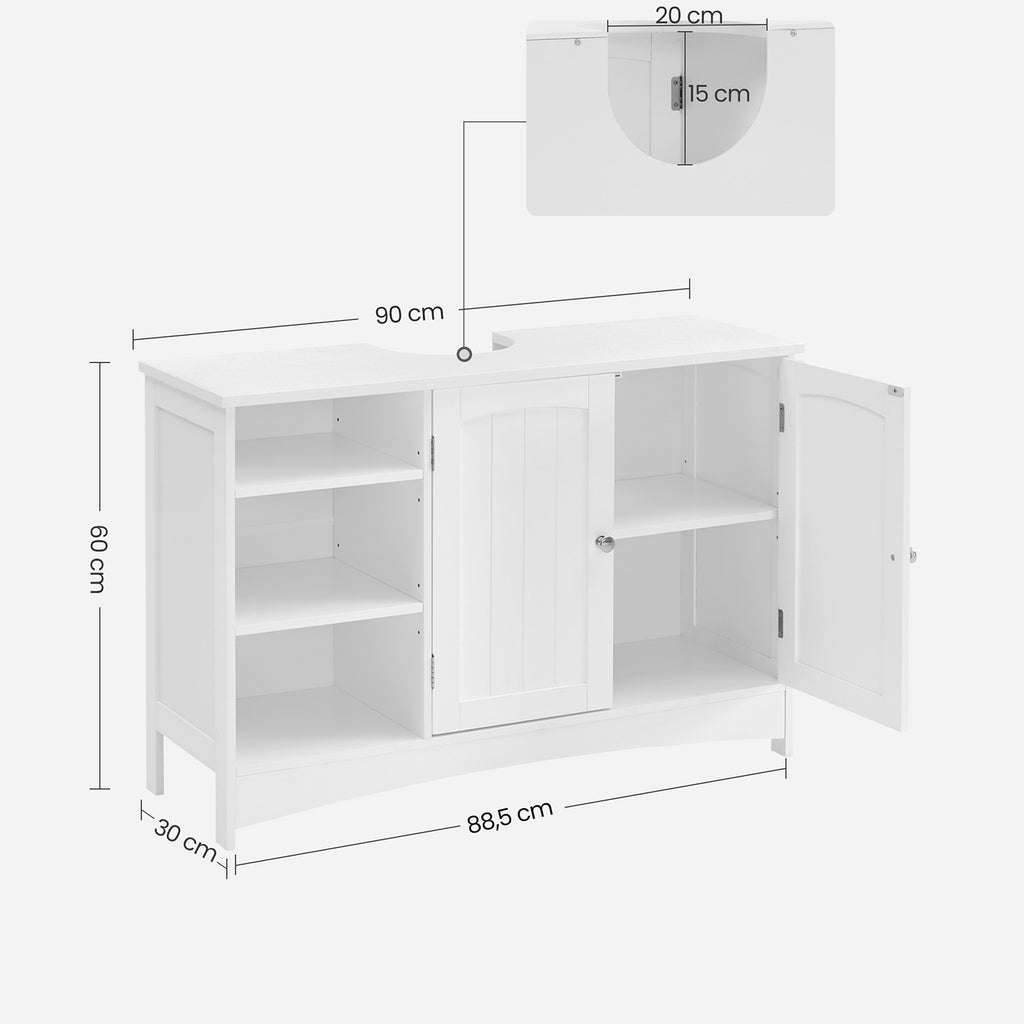 Waschbeckenunterschrank mit 2 Türen Weiß