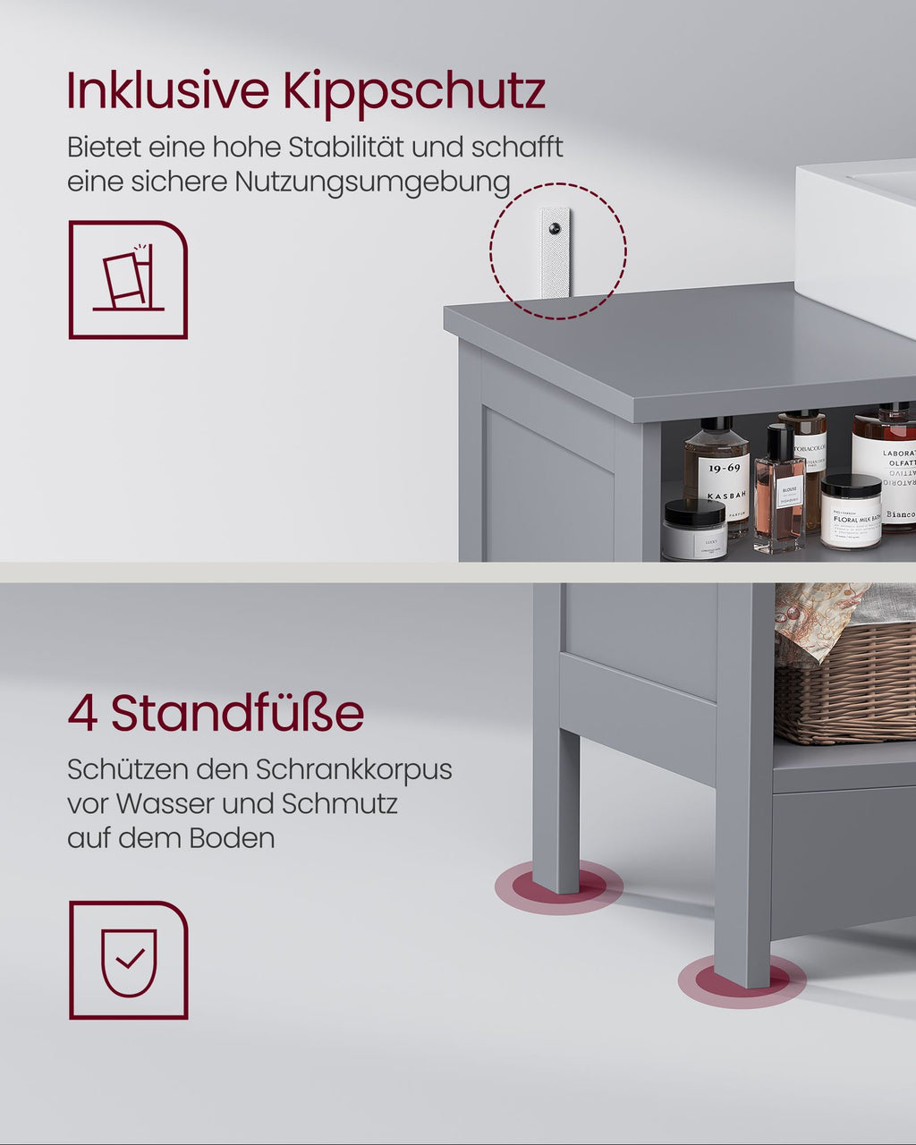 Waschbeckenunterschrank extra lang mit 2 Türen