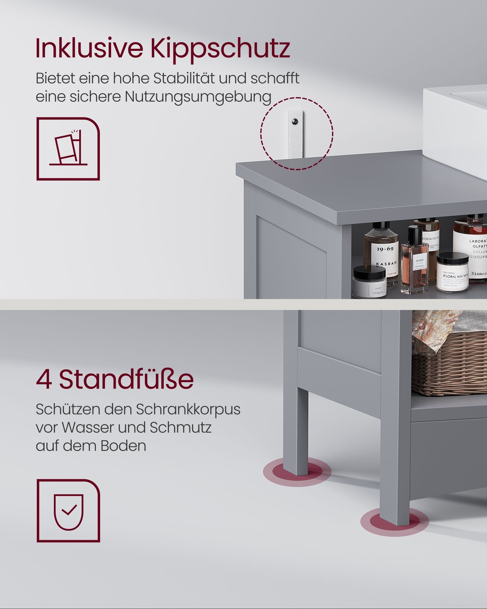 Waschbeckenunterschrank extra lang mit 2 Türen