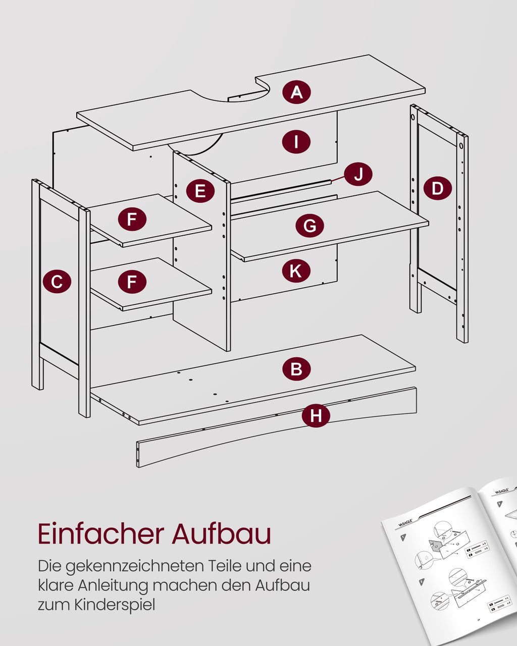 Waschbeckenunterschrank extra lang mit 2 Türen