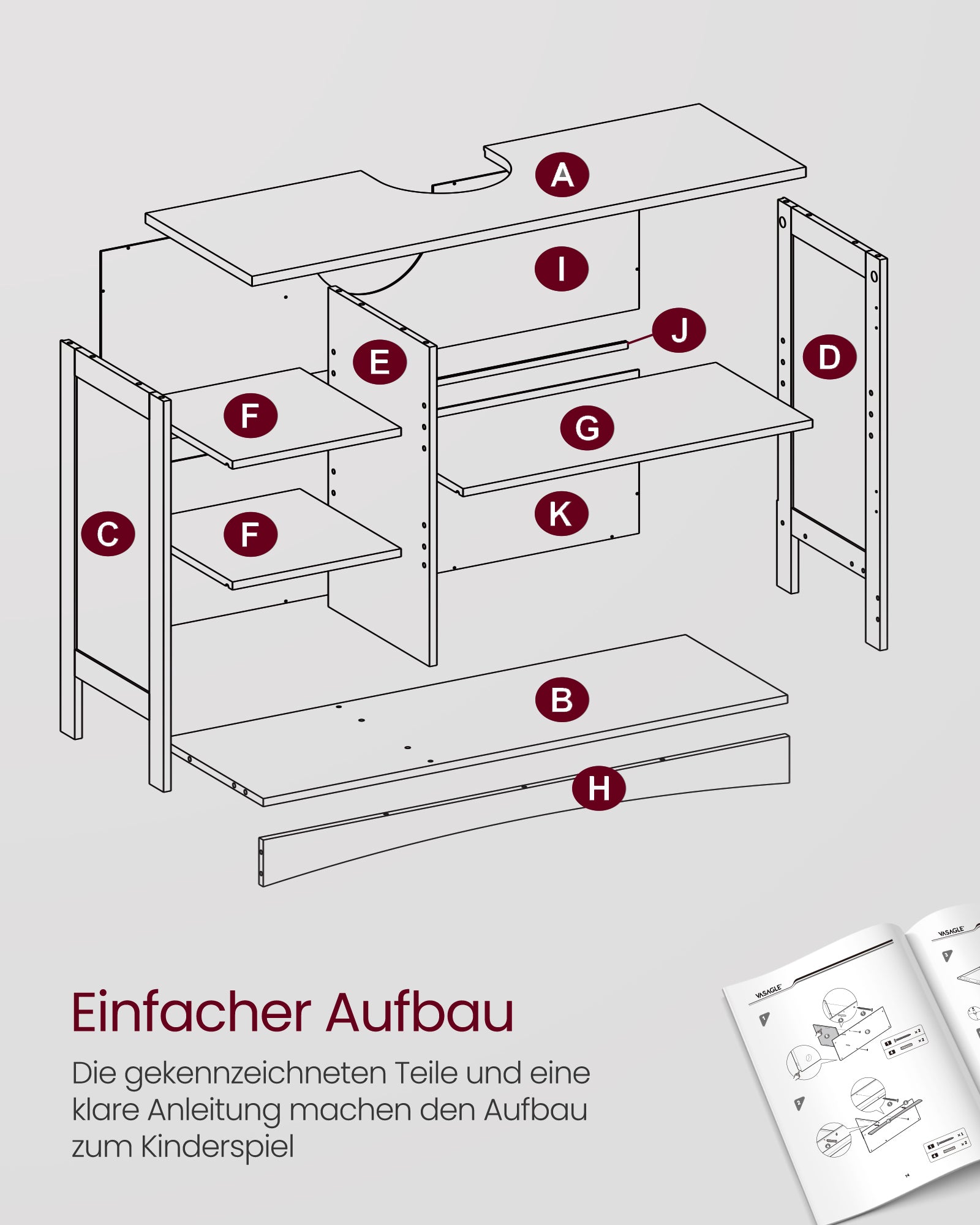 Waschbeckenunterschrank extra lang mit 2 Türen