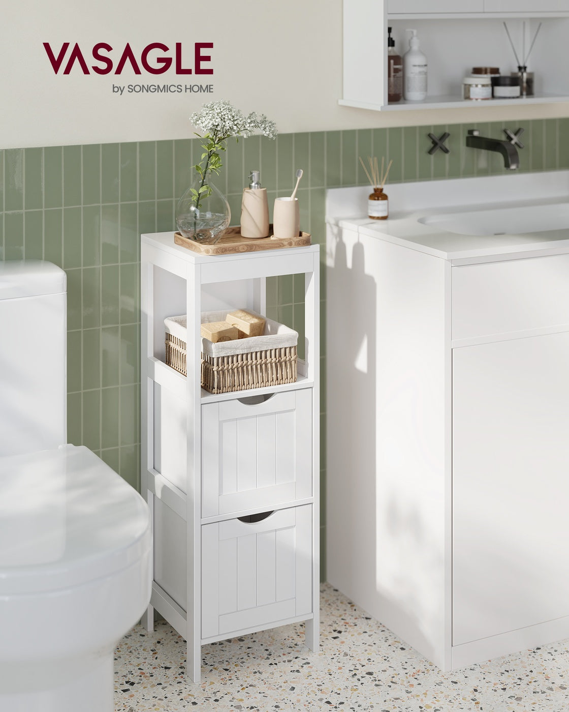 Badezimmerregal mit 2 Schubladen