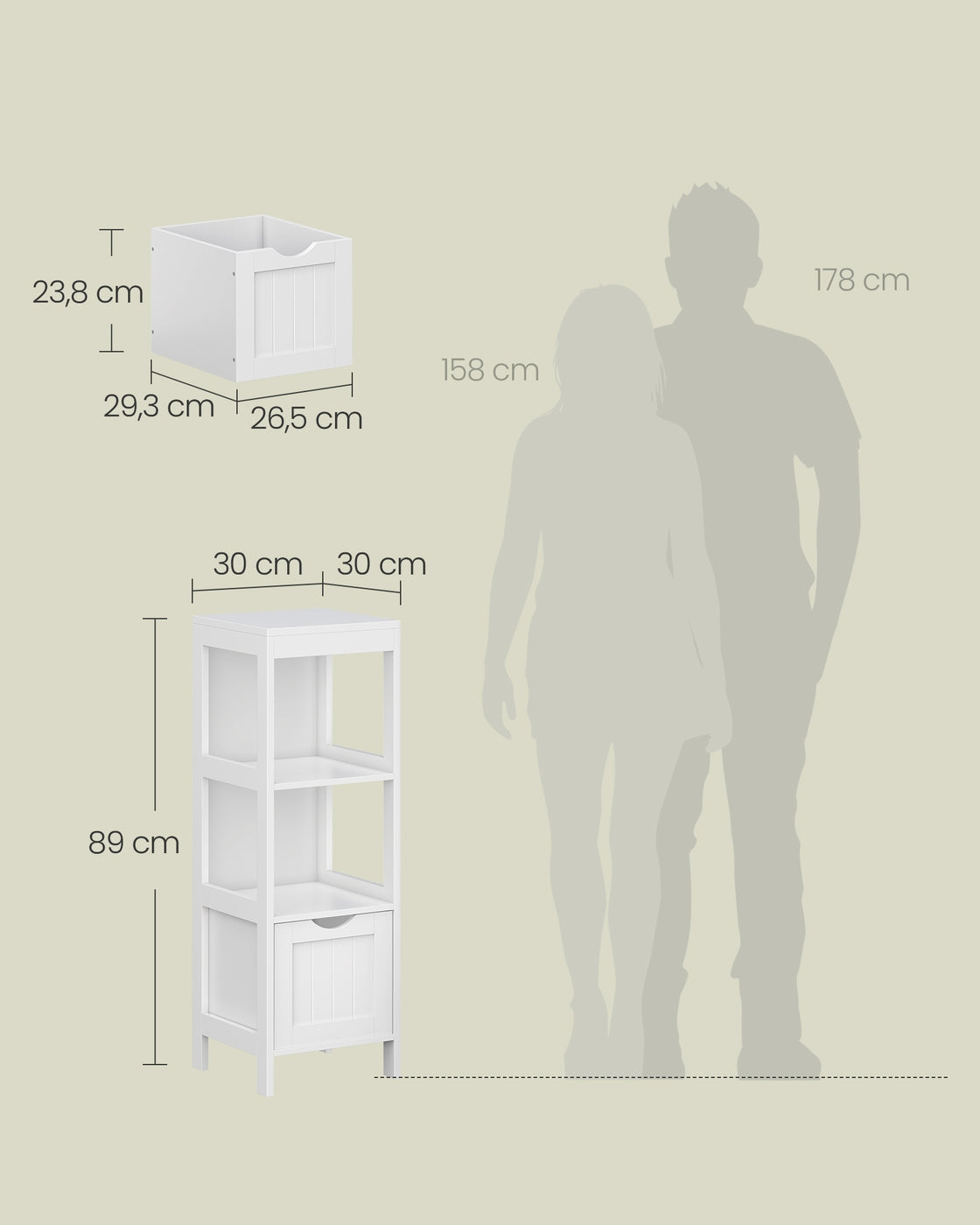 Badezimmerregal mit 2 Schubladen