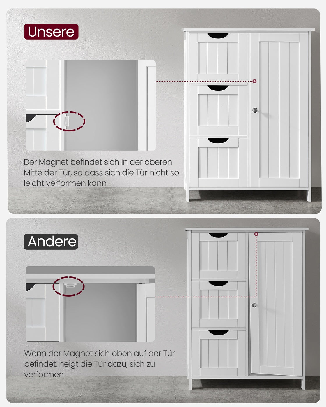 Schrank mit 3 großen Schubladen