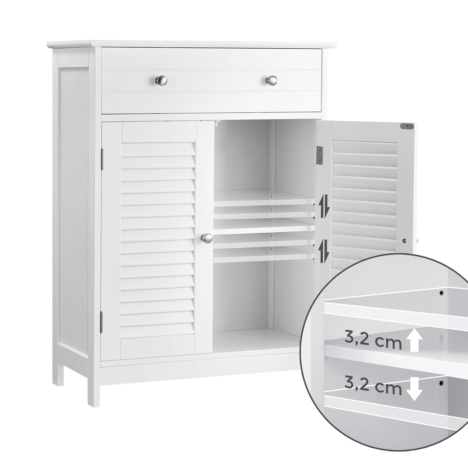 Badezimmerschrank mit Lamellentüren