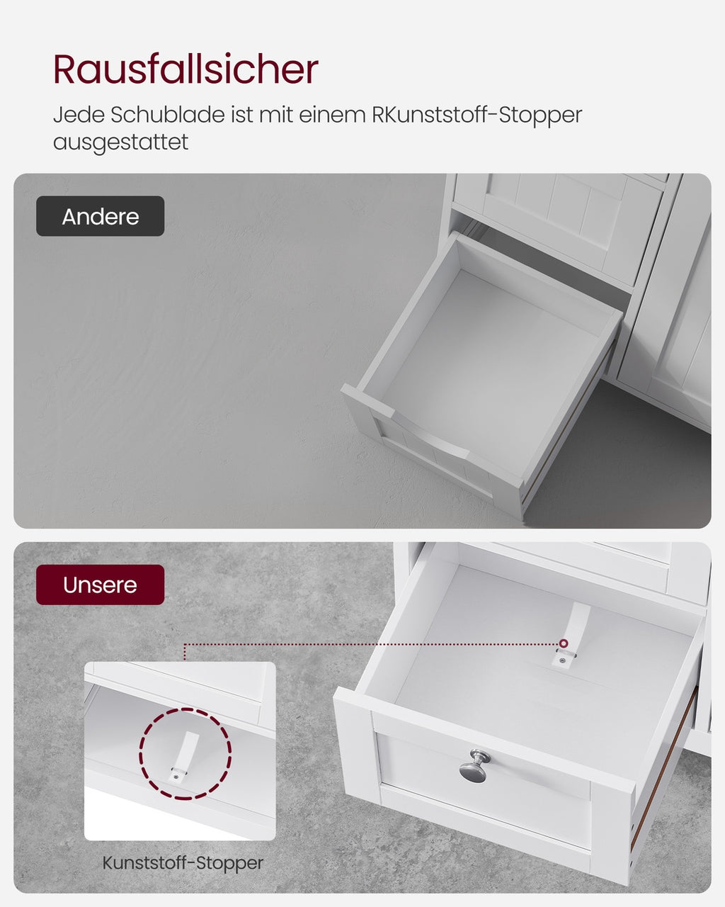 Badezimmerschrank 30 x 60 x 80 cm mit 3 Schubladen