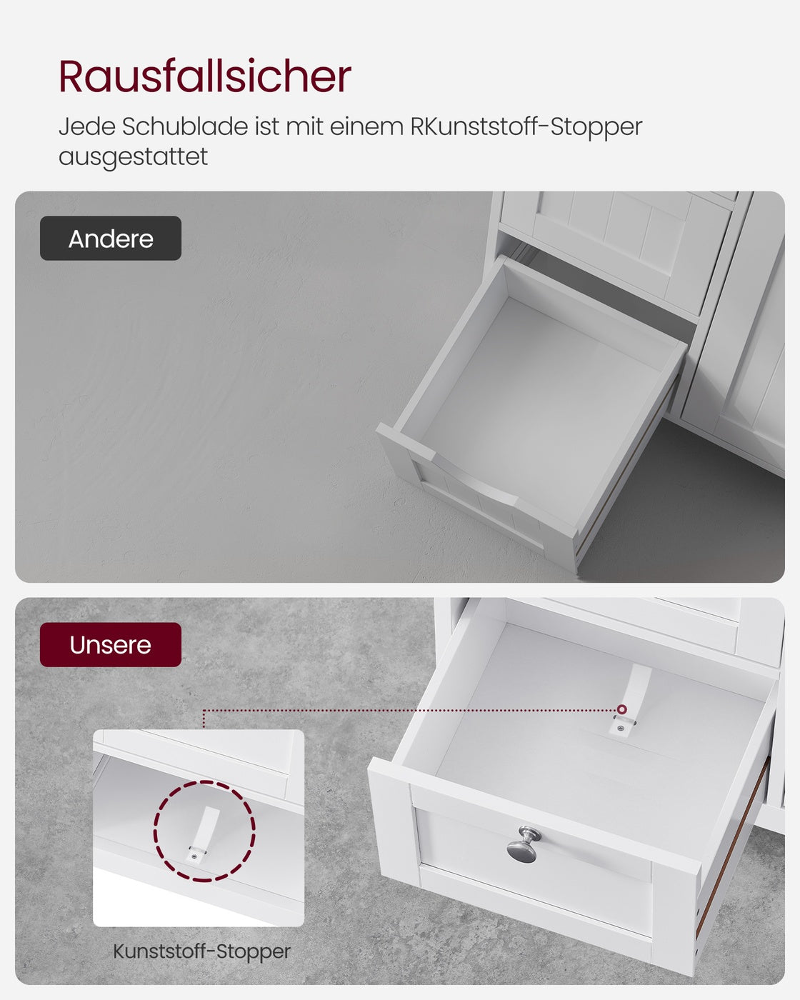 Badezimmerschrank 30 x 60 x 80 cm mit 3 Schubladen
