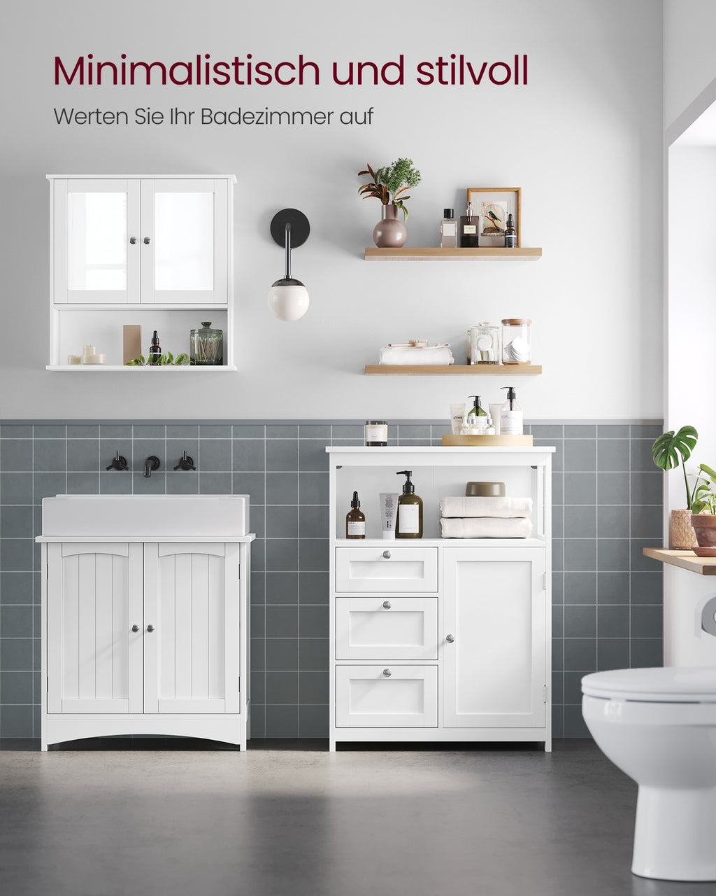 Badezimmerschrank 30 x 60 x 80 cm mit 3 Schubladen