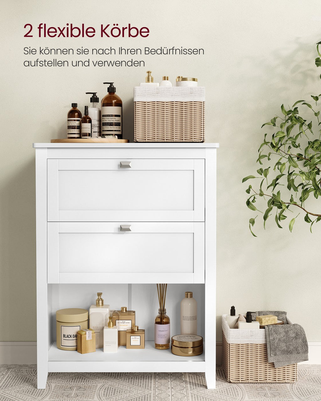 Badezimmermöbel mit verstellbaren Trennwänden wolkenweiß