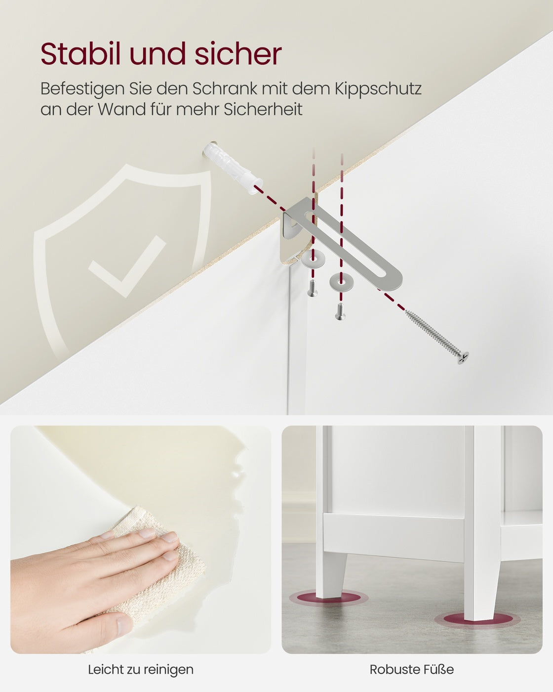 Badezimmermöbel mit verstellbaren Trennwänden wolkenweiß