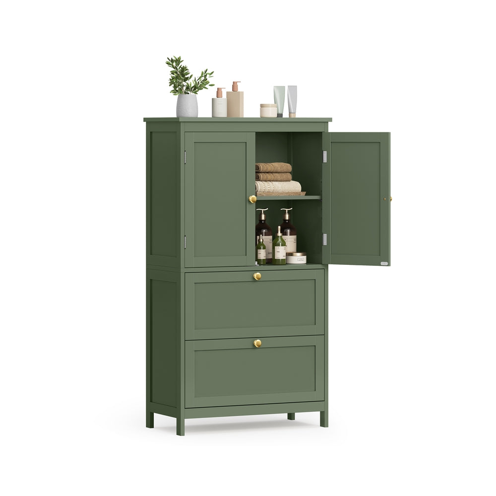 Badschrank mit 2 Türen und 2 Schubladen 30 x 60 x 110 cm waldgrün