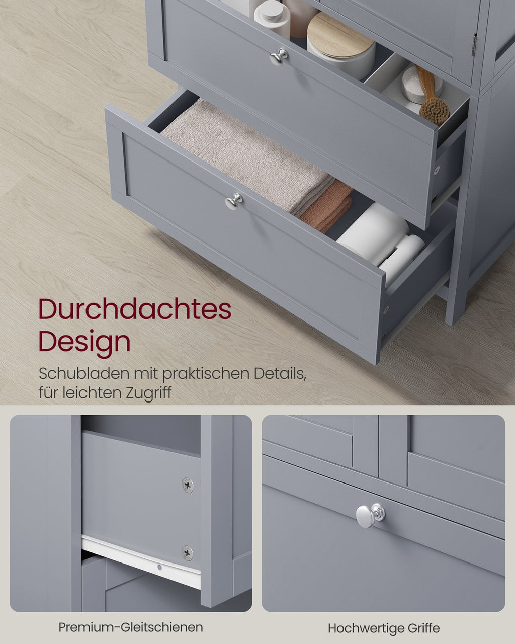 Badezimmerschrank mit 2 Türen und 2 Schubladen
