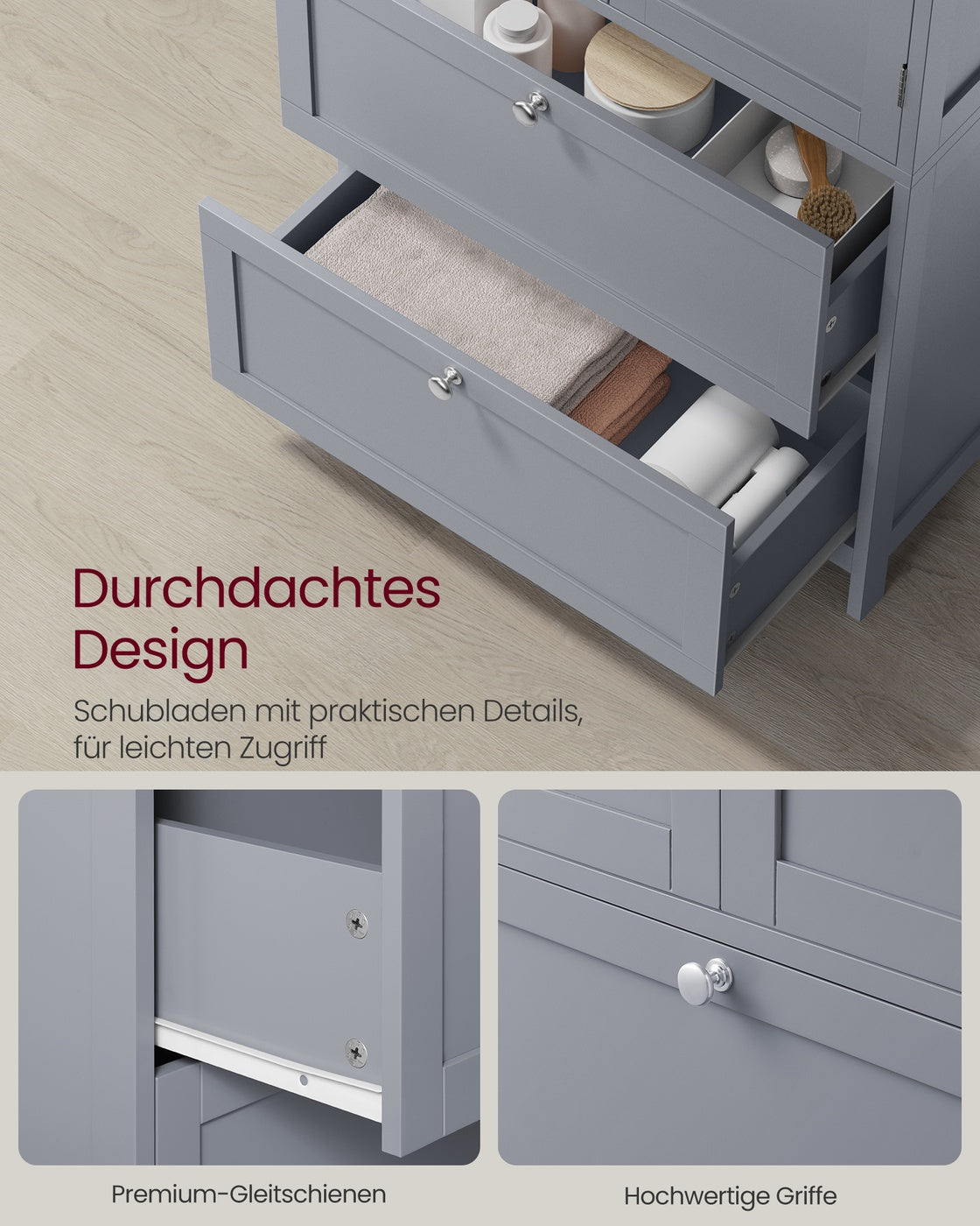 Badezimmerschrank mit 2 Türen und 2 Schubladen