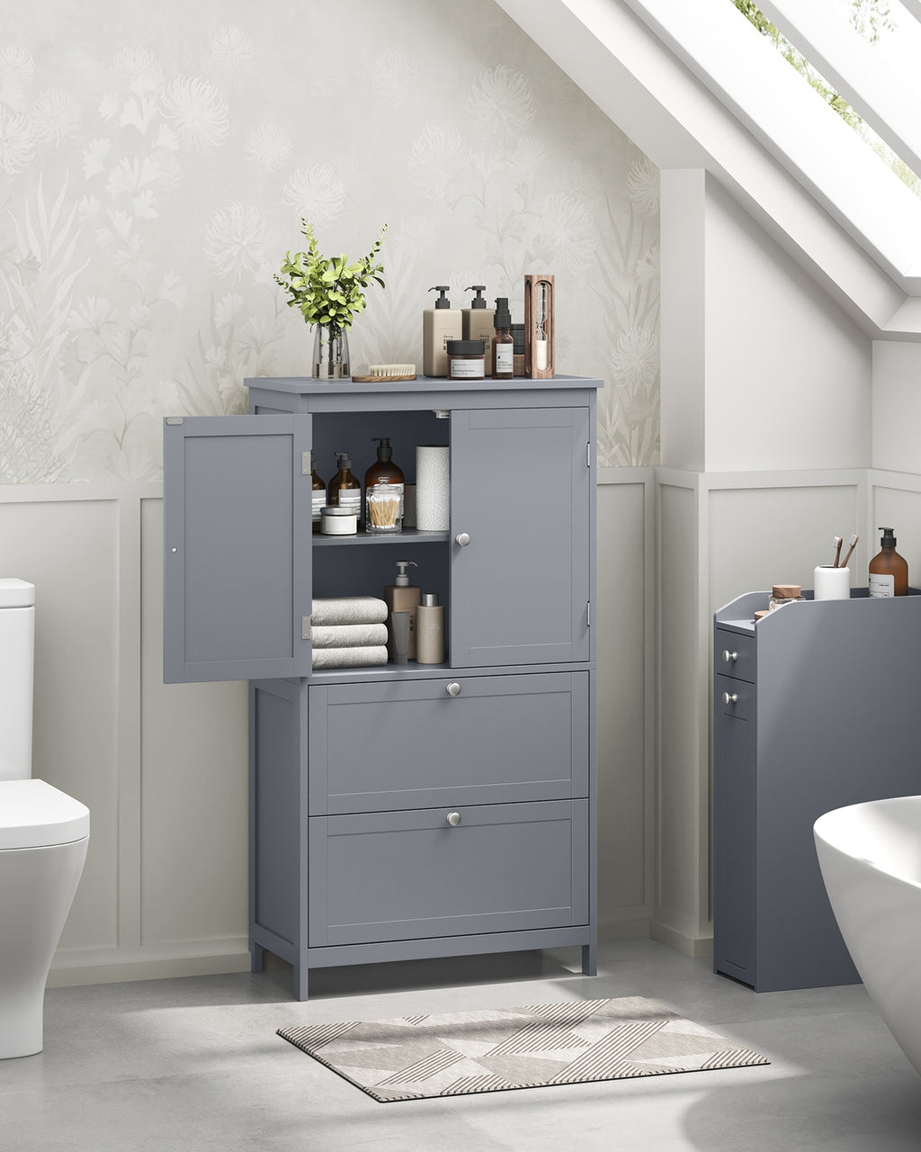 Badezimmerschrank mit 2 Türen und 2 Schubladen