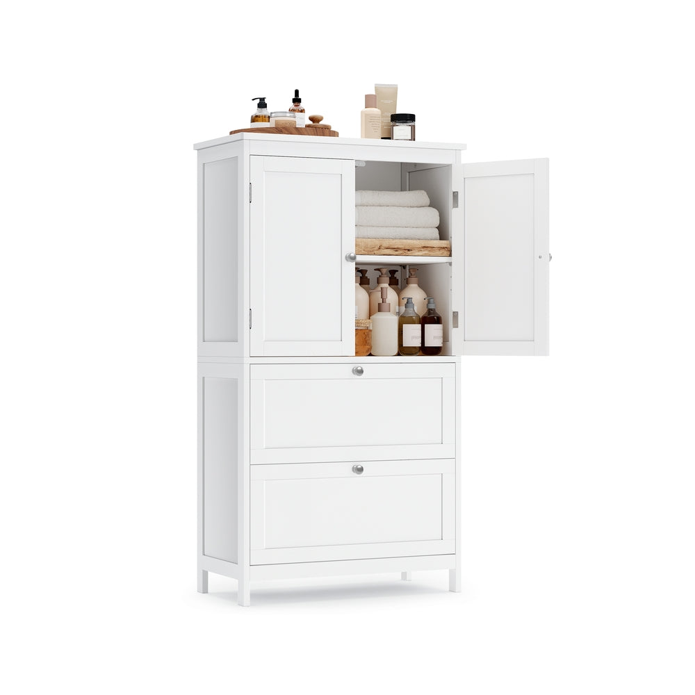 Badezimmerschrank 30 x 60 x 110 cm mit 2 Türen und 2 Schubladen