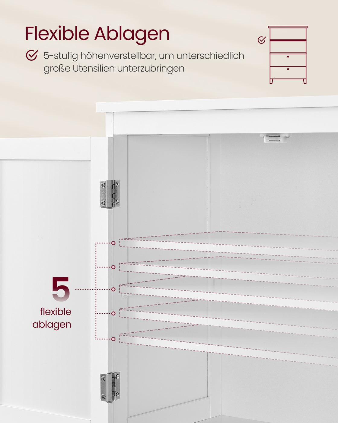 Badezimmerschrank 30 x 60 x 110 cm mit 2 Türen und 2 Schubladen