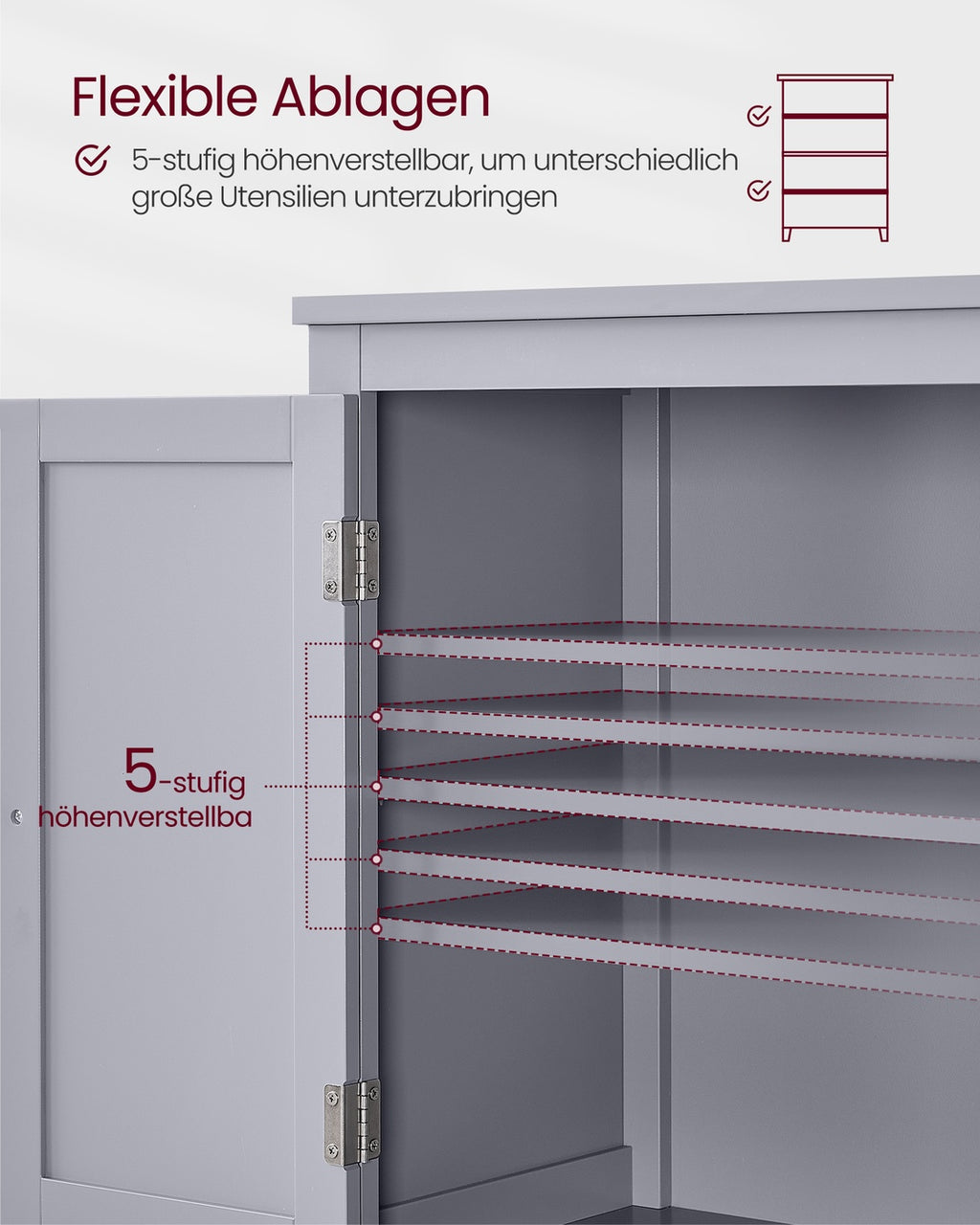 Küchenschrank mit 4 Türen und verstellbaren Ablagen