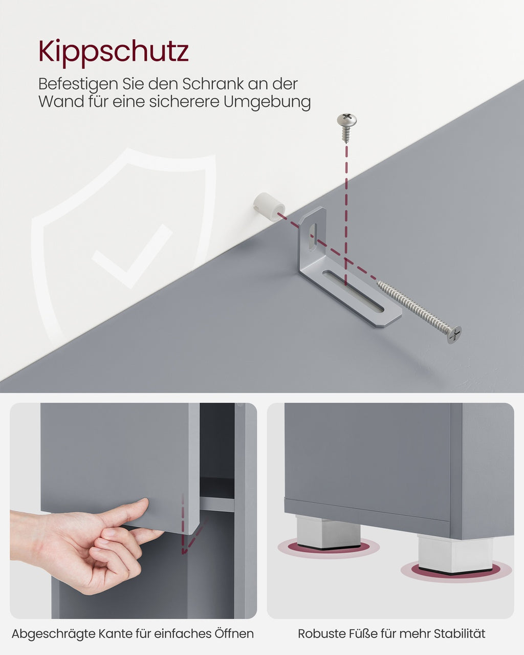 Badezimmerschrank 30 x 30 x 170 cm mystisches Grau