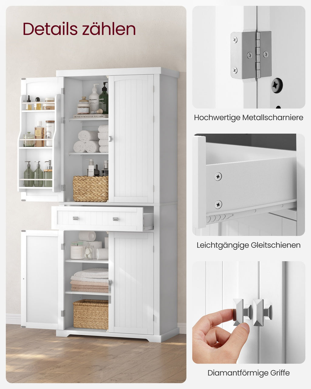 Küchenschrank mit Ablagen und Schubladen