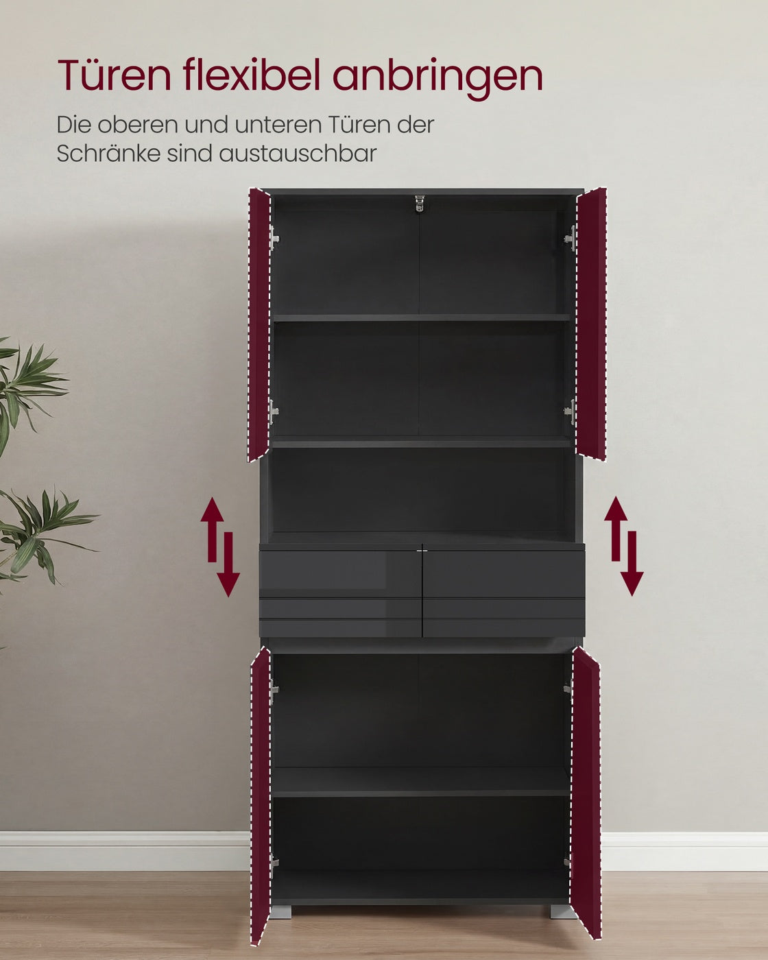 Badezimmerschrank Badschrank 2 Schubladen 30 × 60 × 170 cm tintenschwarz