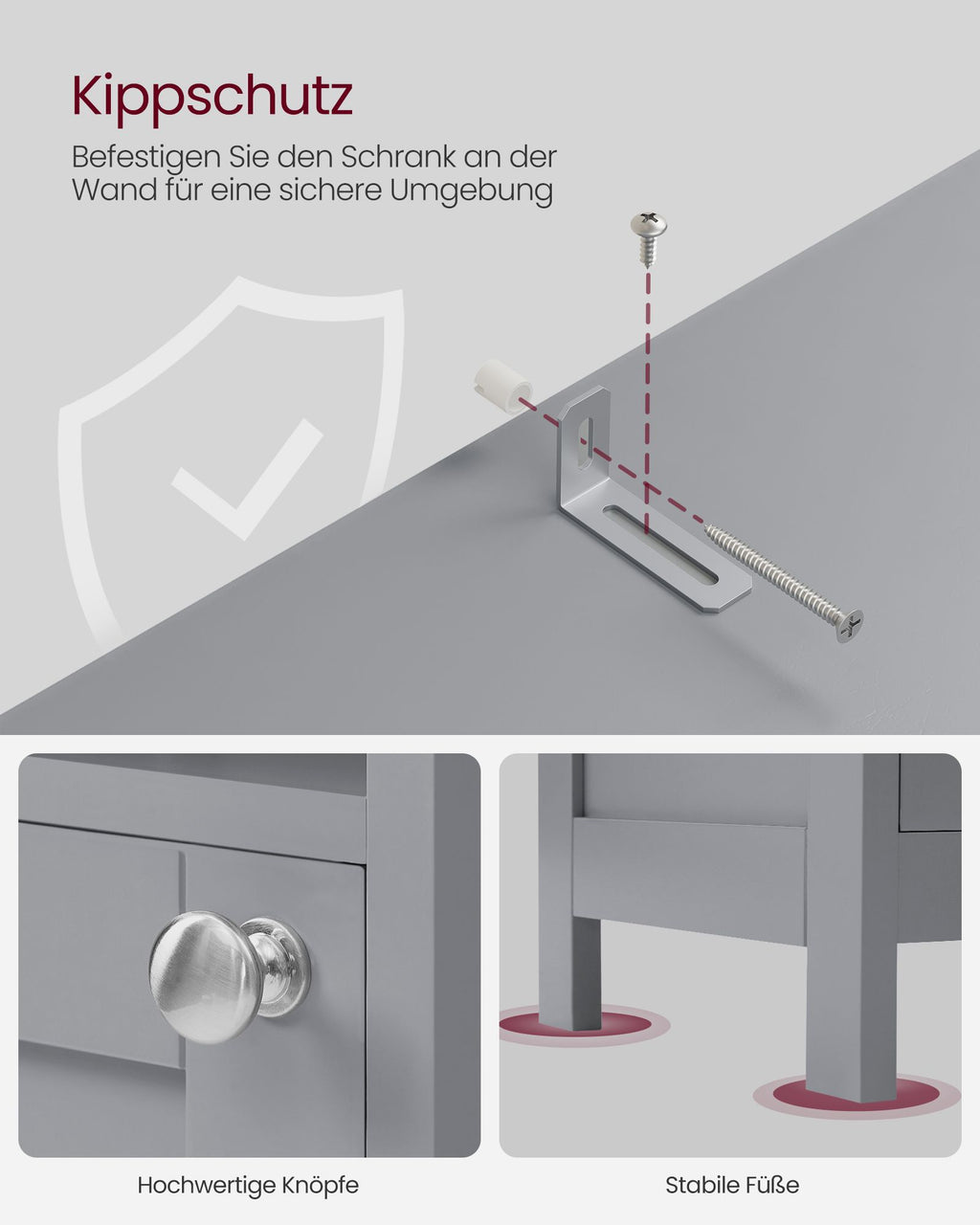 Badezimmerschrank mit Beleuchtung und verstellbaren Ablagen taubengrau