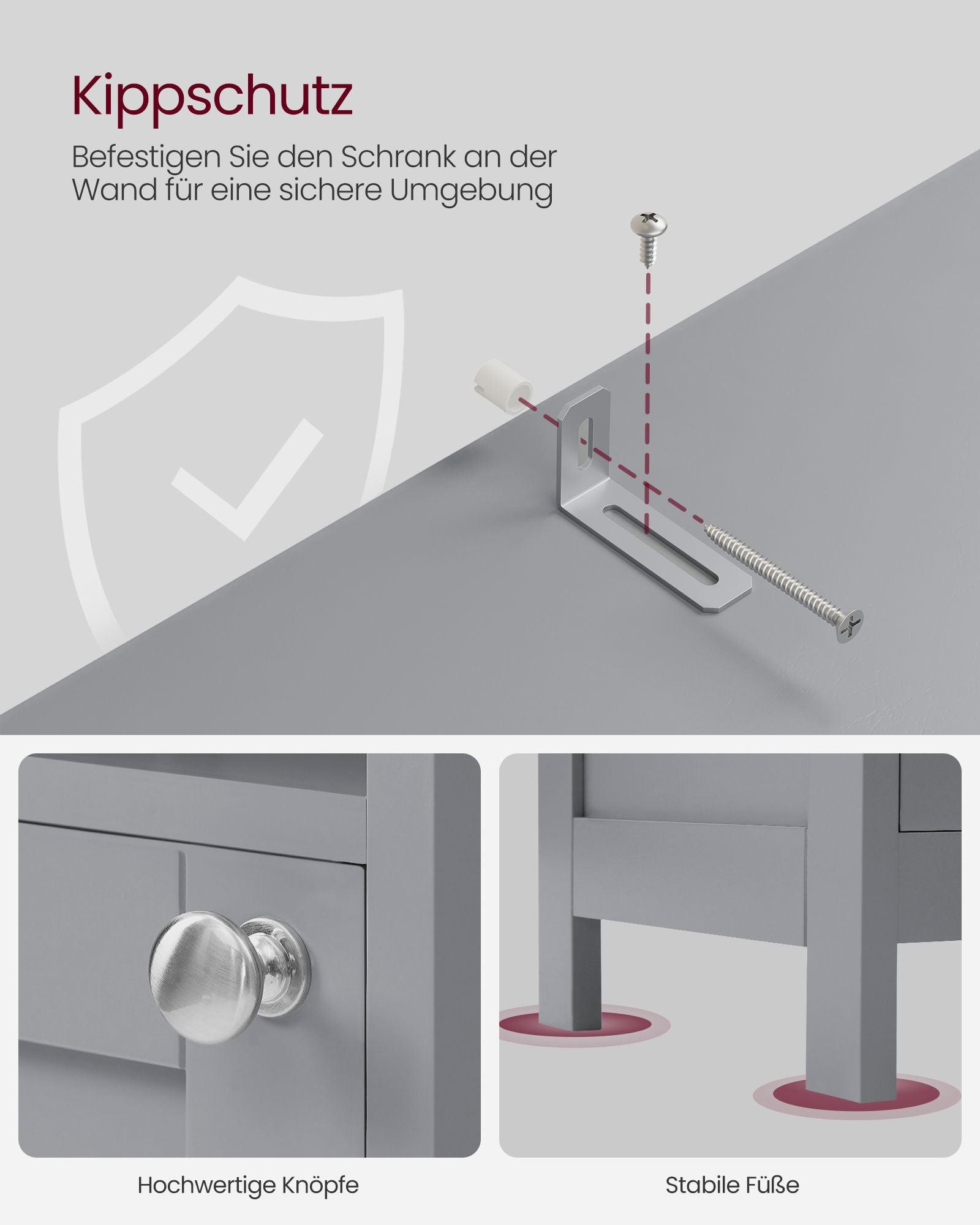 Badezimmerschrank mit Beleuchtung und verstellbaren Ablagen taubengrau