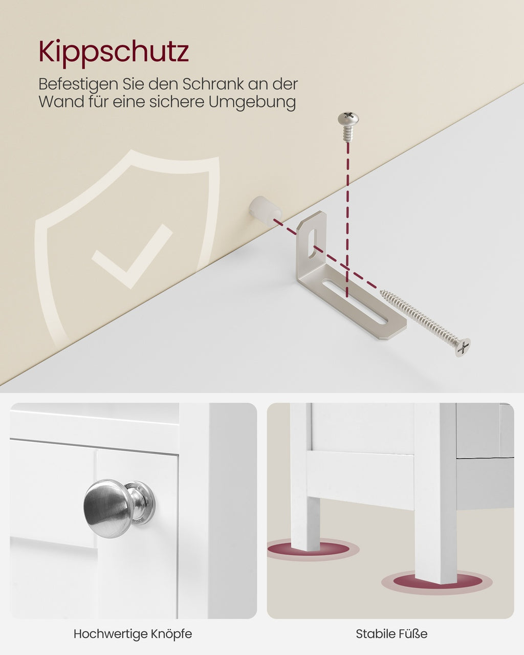 Badezimmerschrank mit Beleuchtung und verstellbaren Ablagen wolkenweiß