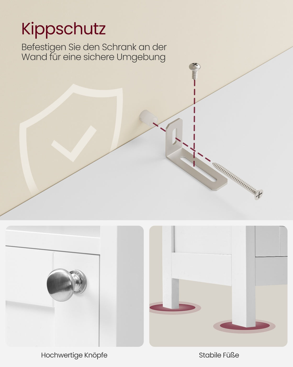 Badezimmerschrank mit Beleuchtung und verstellbaren Ablagen wolkenweiß