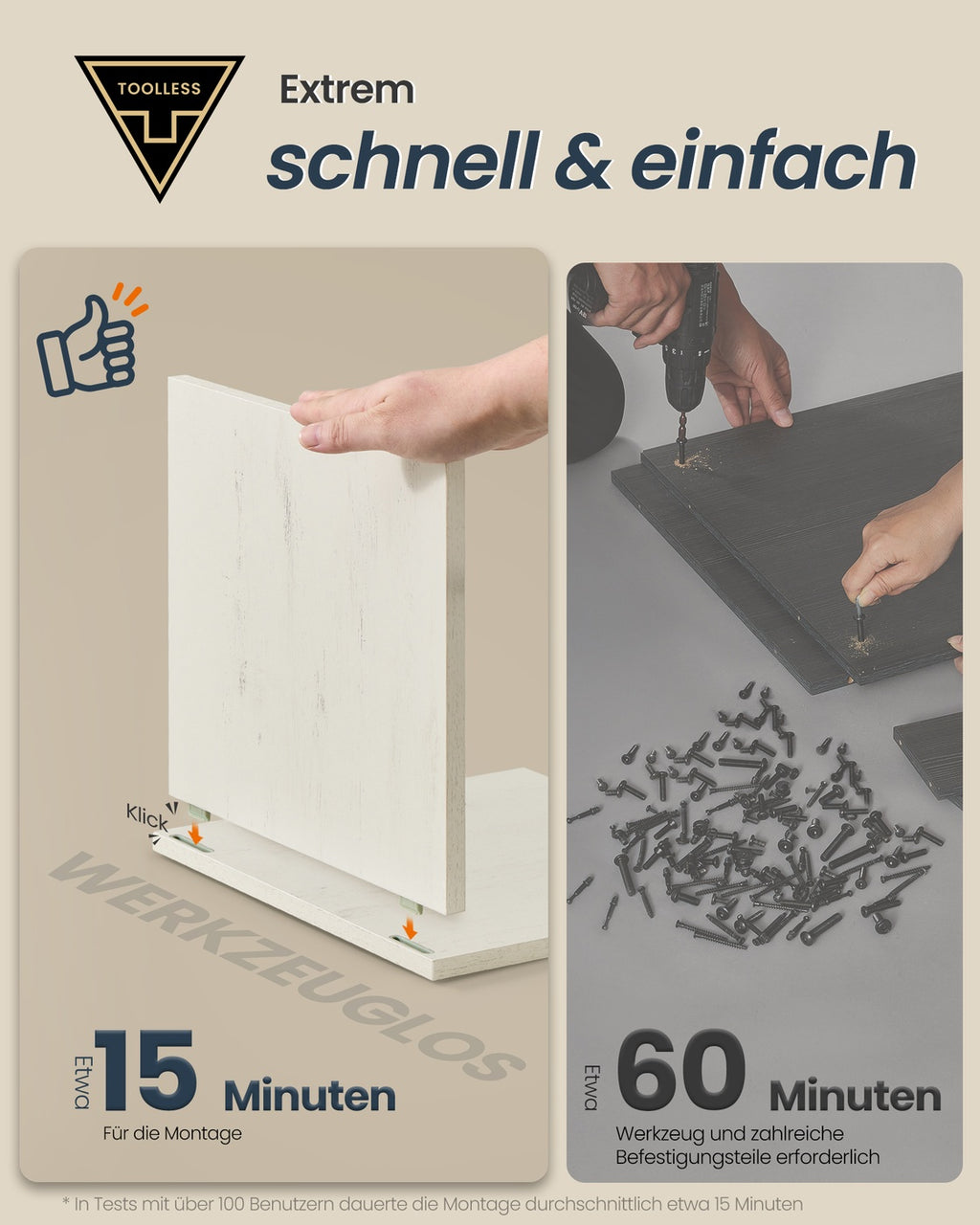 Badezimmerschrank 30 x 30 x 170 cm Toolless-Technologie vintageweiß
