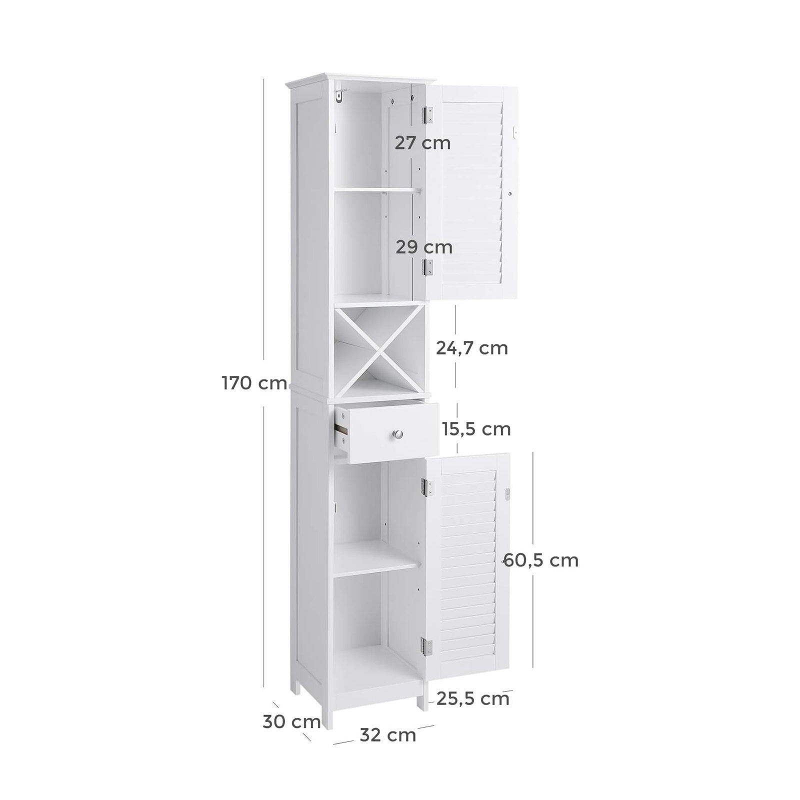 Badezimmerschrank mit Flügeltüren skandinavischer Stil