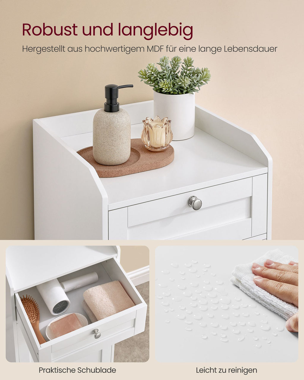Badezimmerschrank mit Wäschekorb 40 x 40 x 80,2 cm