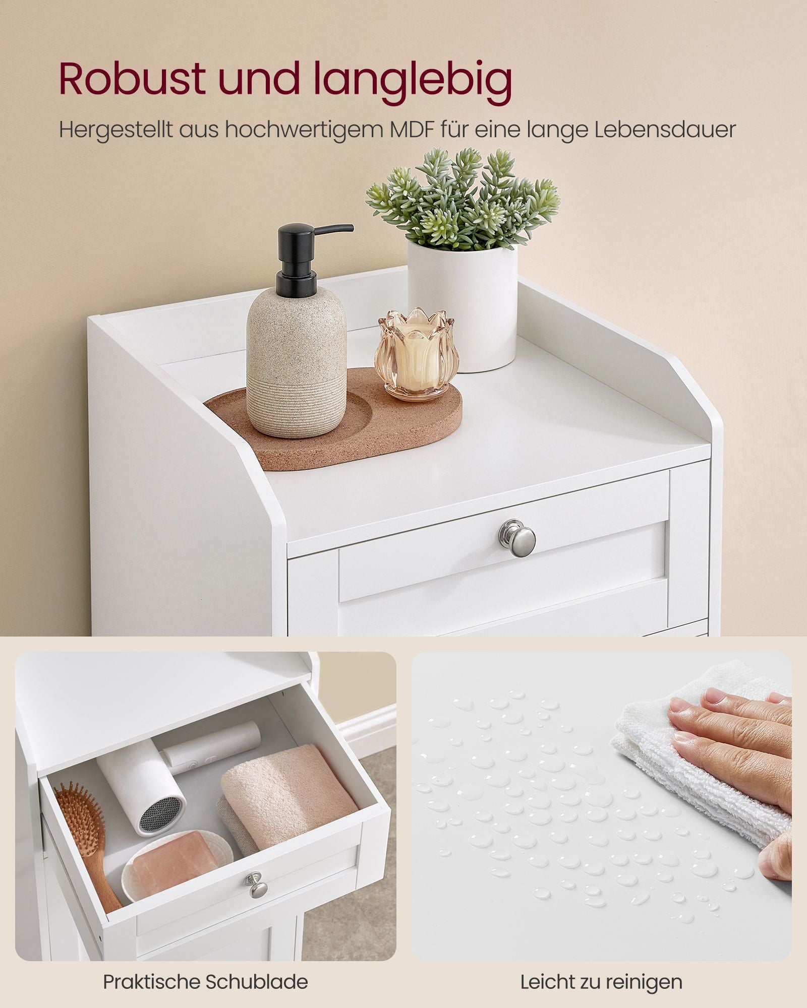Badezimmerschrank mit Wäschekorb 40 x 40 x 80,2 cm