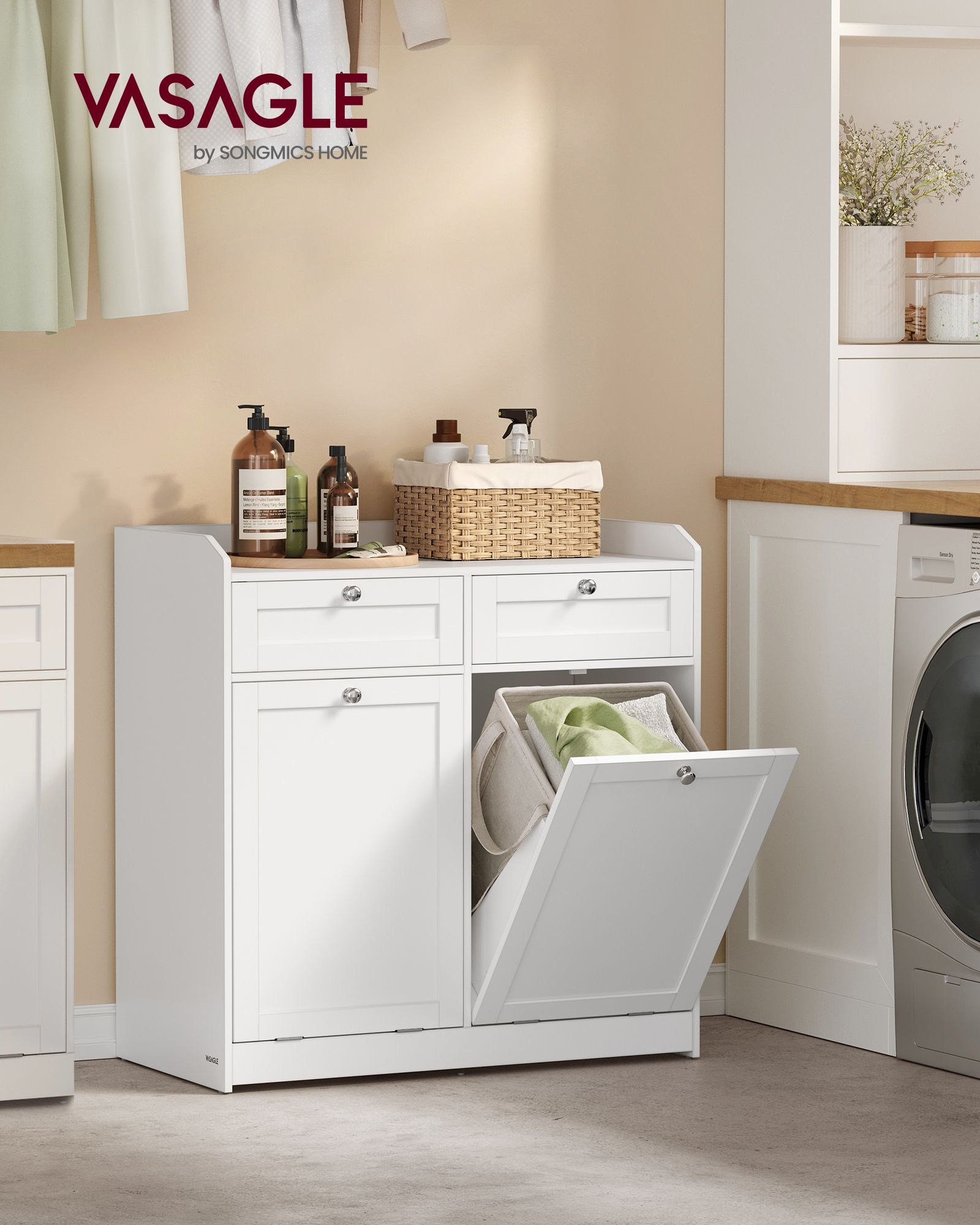 Badschrank mit Wäschekörben und Schubladen wolkenweiß