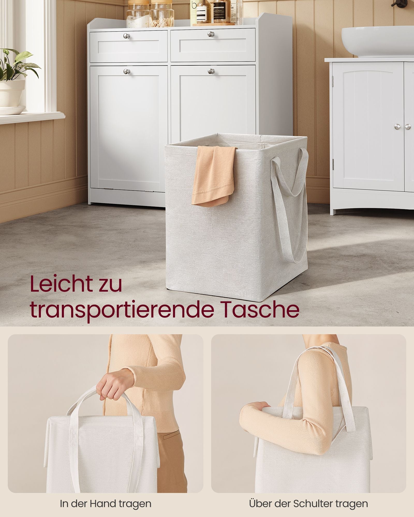 Badschrank mit Wäschekörben und Schubladen wolkenweiß