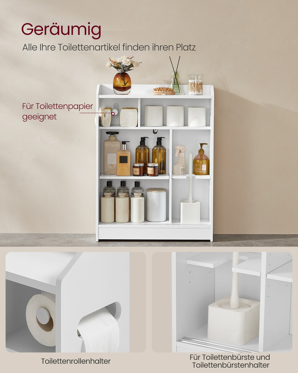 Badezimmerschrank mit verstellbaren Einlegeböden wolkenweiß
