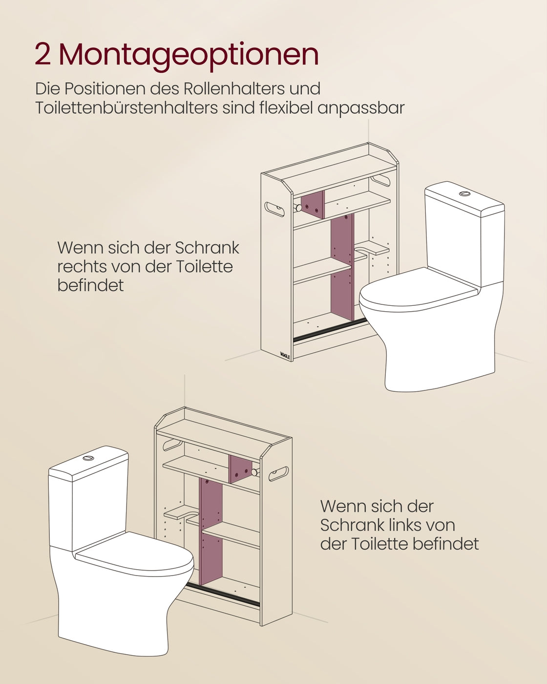 Badezimmerschrank mit verstellbaren Einlegeböden wolkenweiß