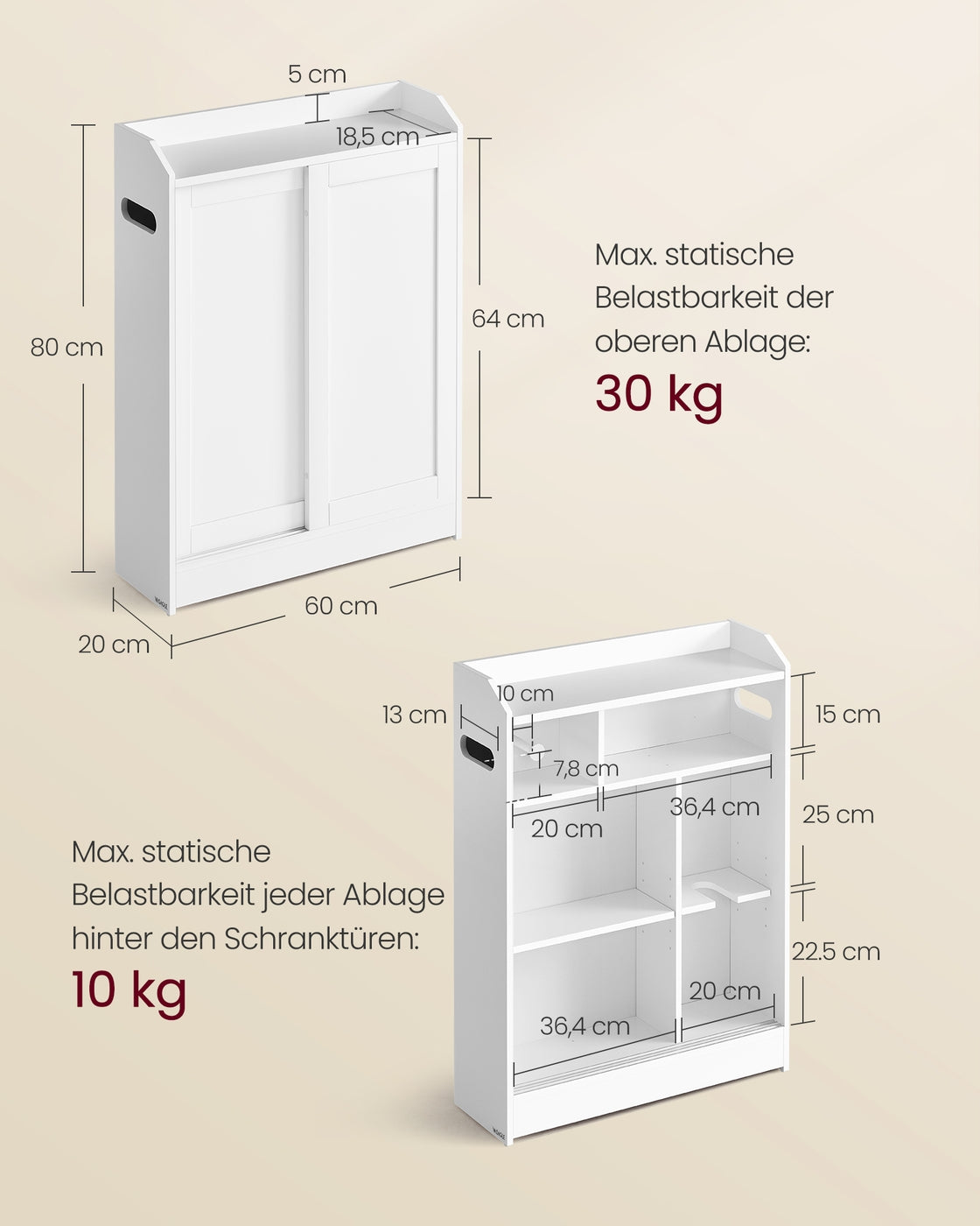 Badezimmerschrank mit verstellbaren Einlegeböden wolkenweiß