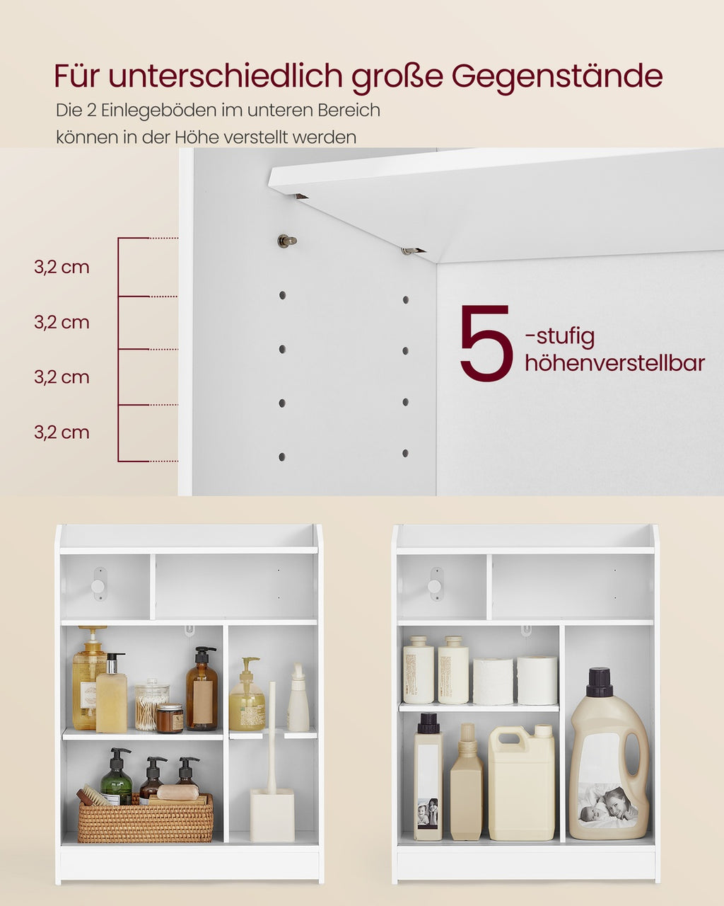 Badezimmerschrank mit verstellbaren Einlegeböden wolkenweiß
