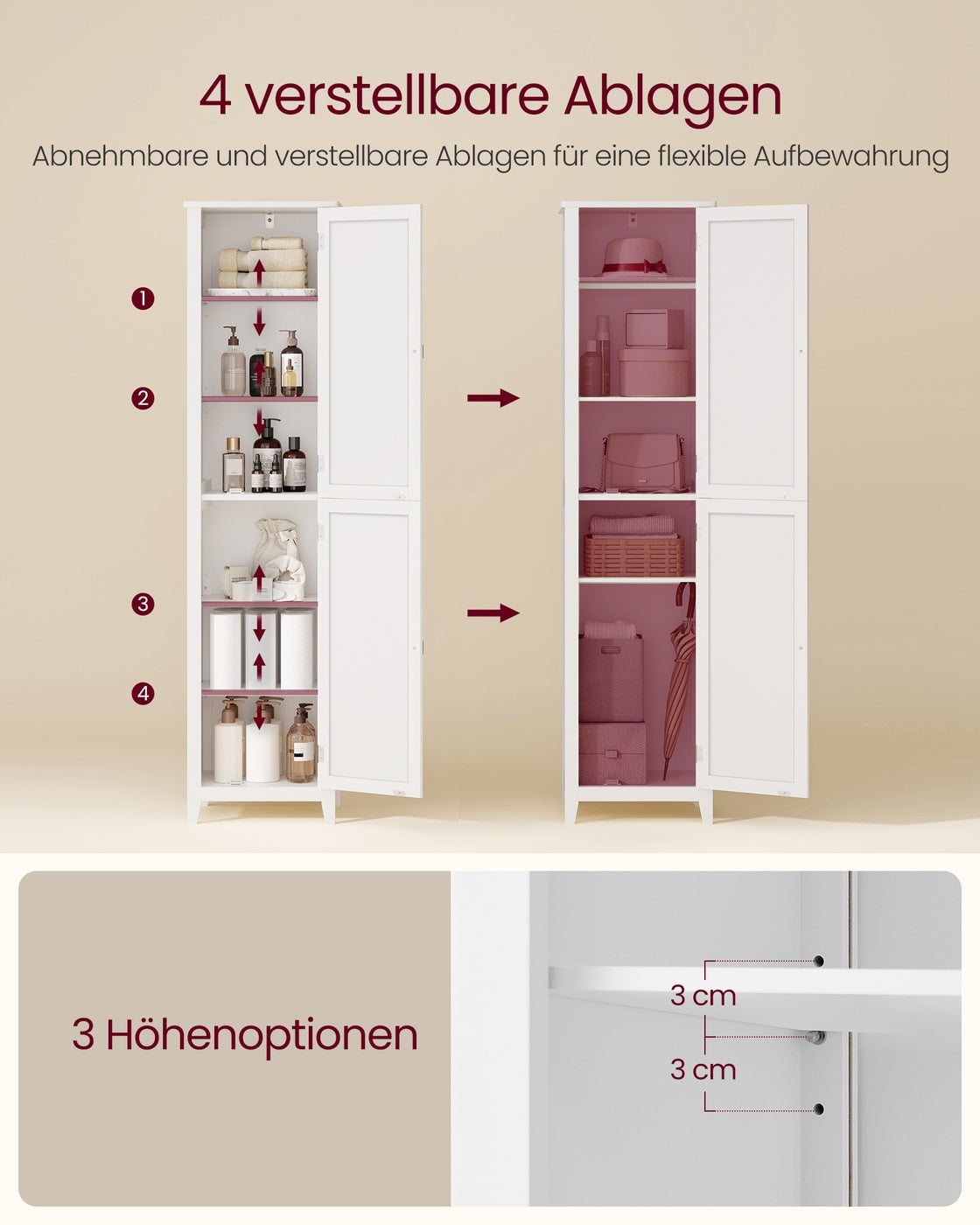 Badezimmerschrank mit Ganzkörperspiegel 30 x 40 x 160 cm wolkenweiß