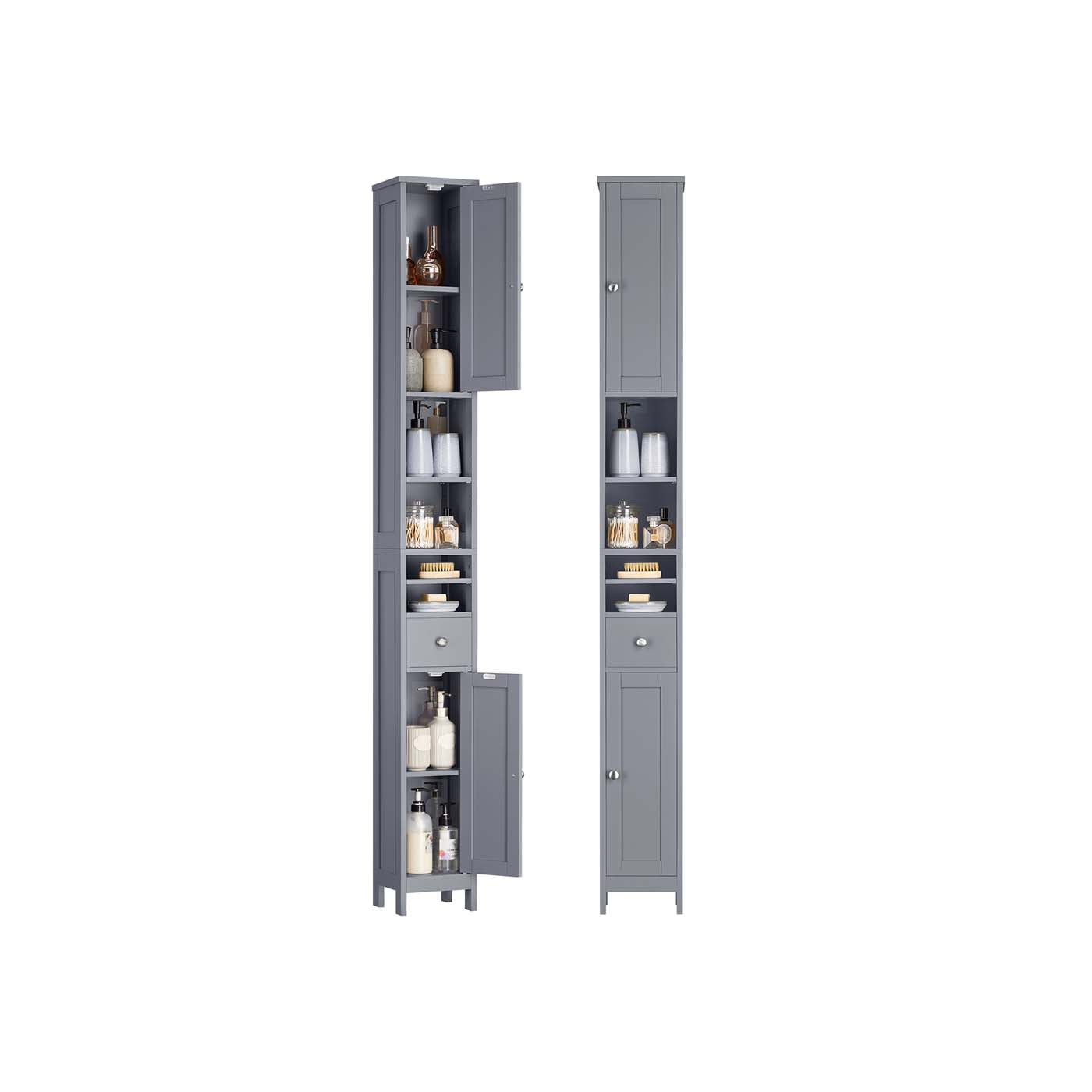 Badschrank mit verstellbaren Ablagen und offenen