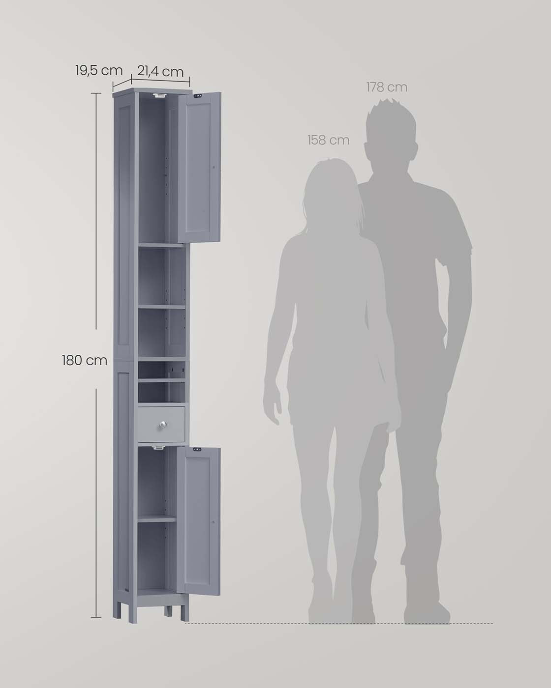 Badschrank mit verstellbaren Ablagen und offenen