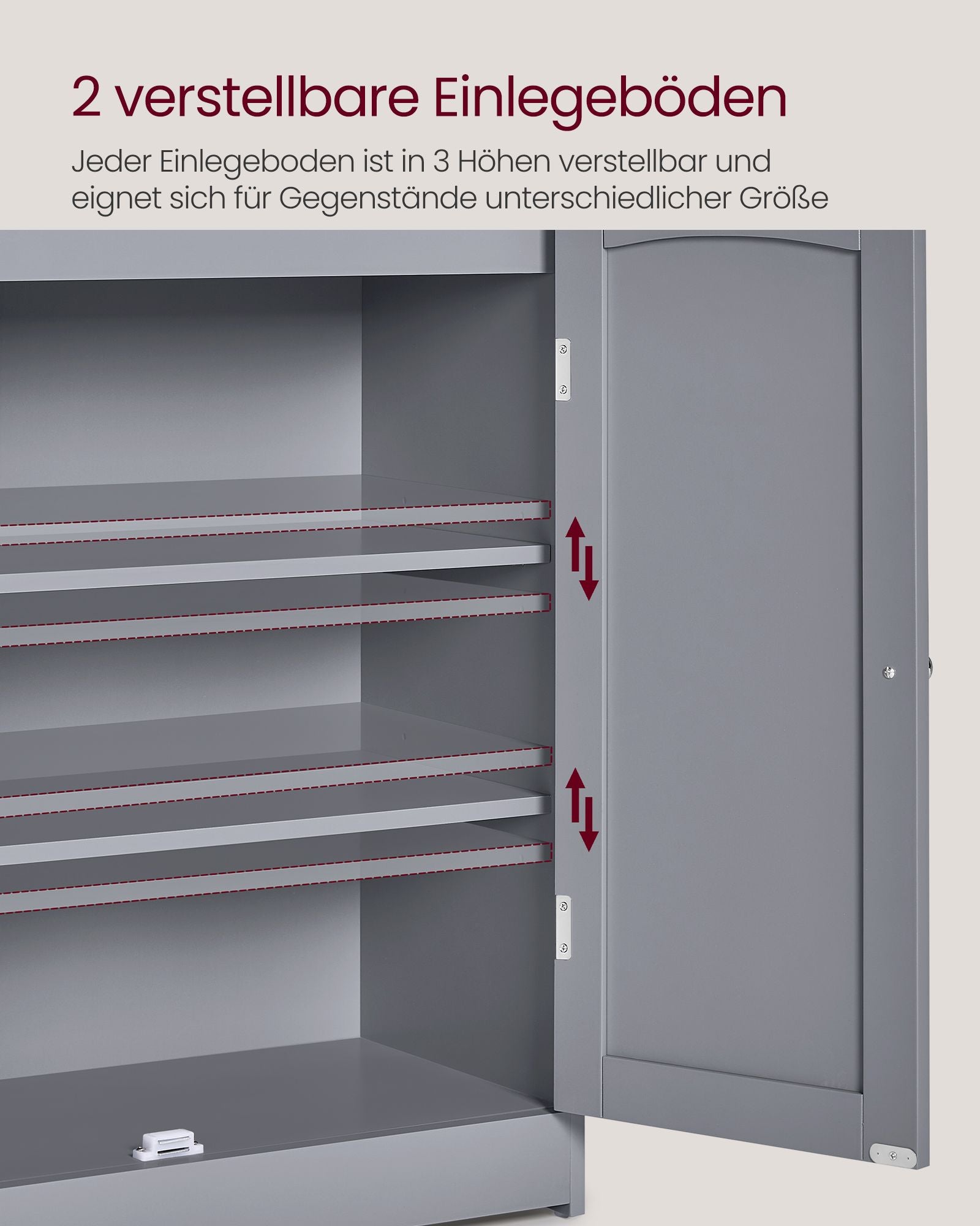 Badezimmerschrank mit 2 Türen und Eingeböden taubengrau