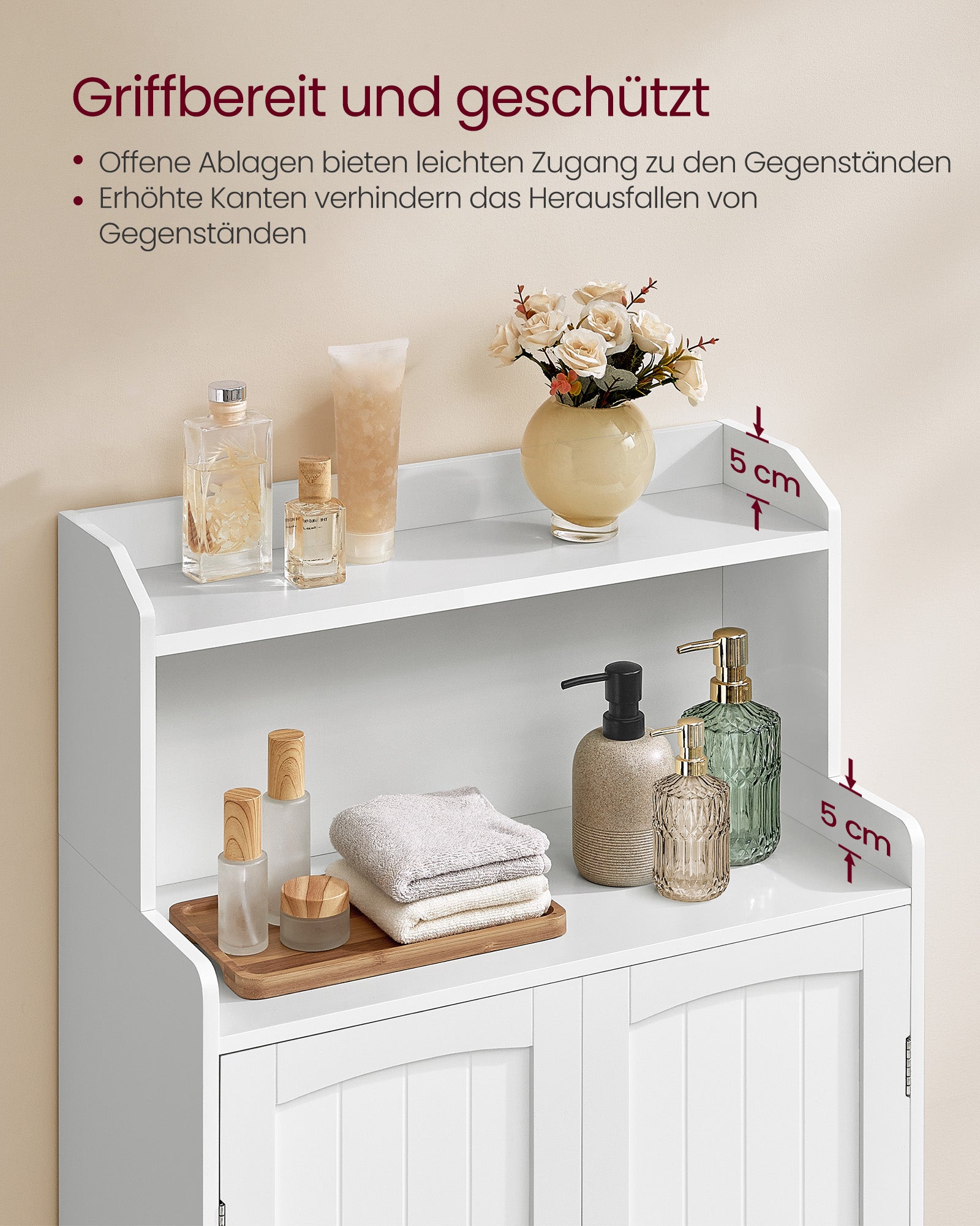 Badezimmerschrank mit 2 Türen und Eingeböden wolkenweiß