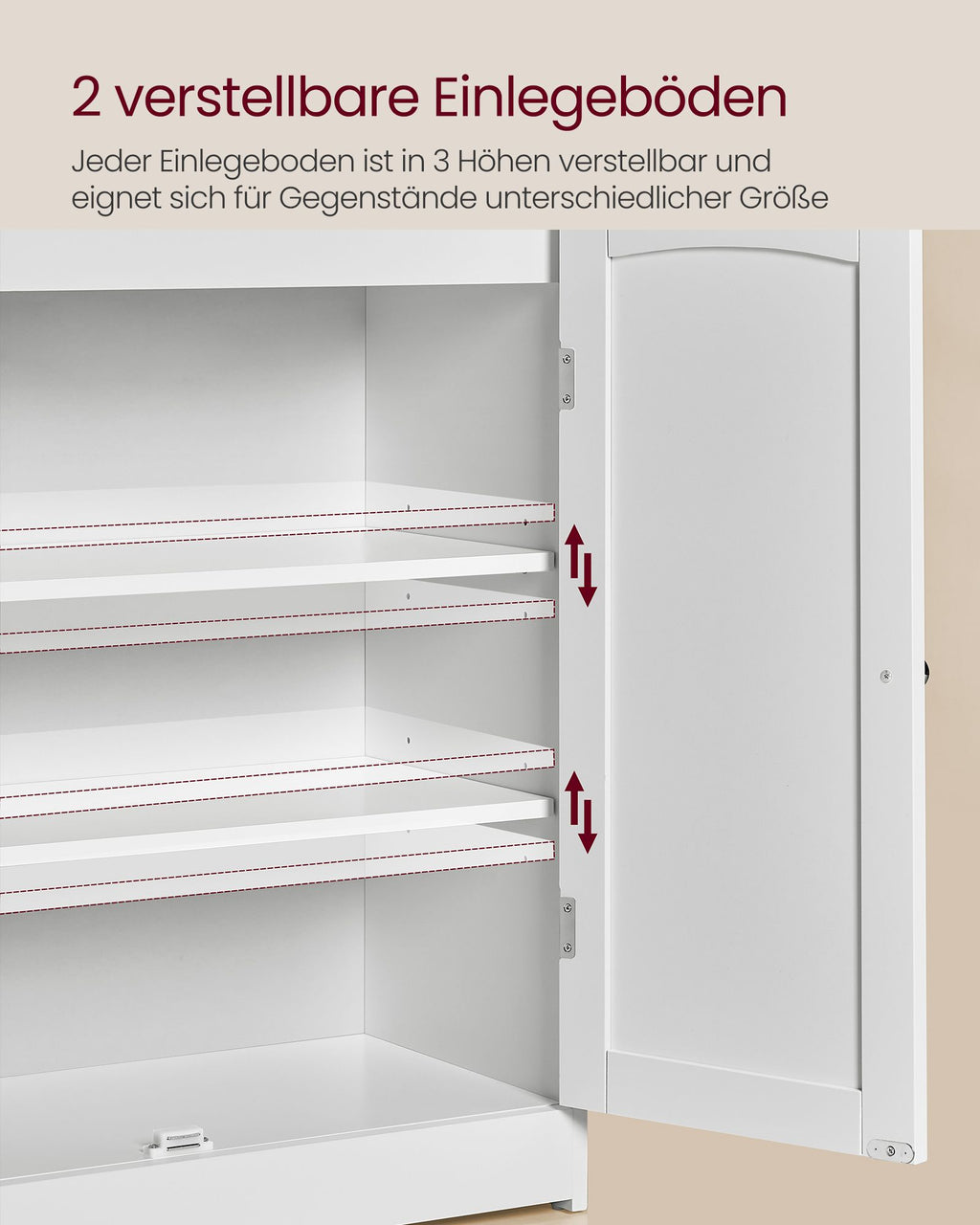 Badezimmerschrank mit 2 Türen und Eingeböden wolkenweiß