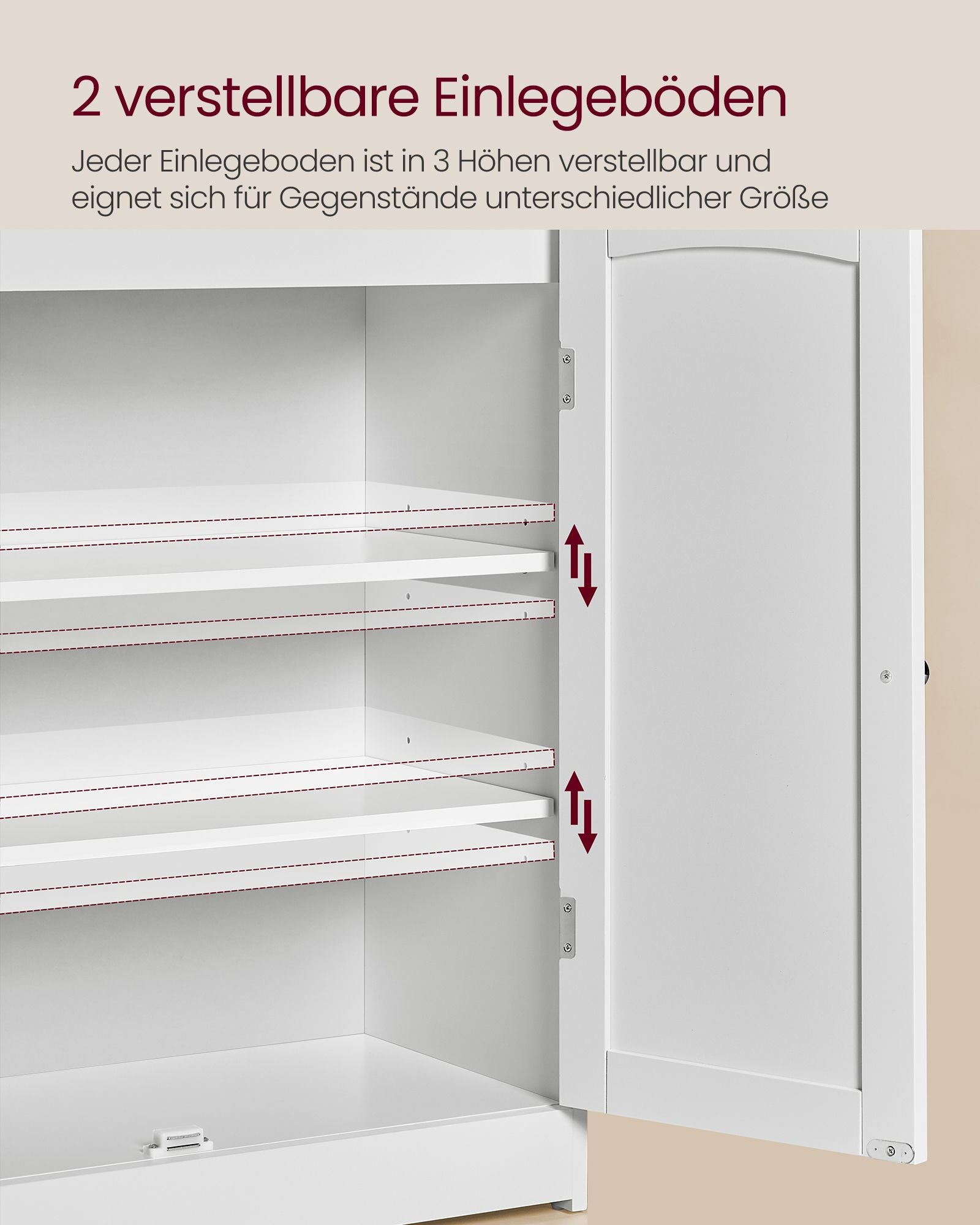 Badezimmerschrank mit 2 Türen und Eingeböden wolkenweiß